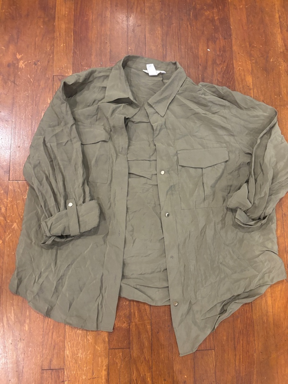 H&M Olive Green Women's Button-Down Utility Shirt